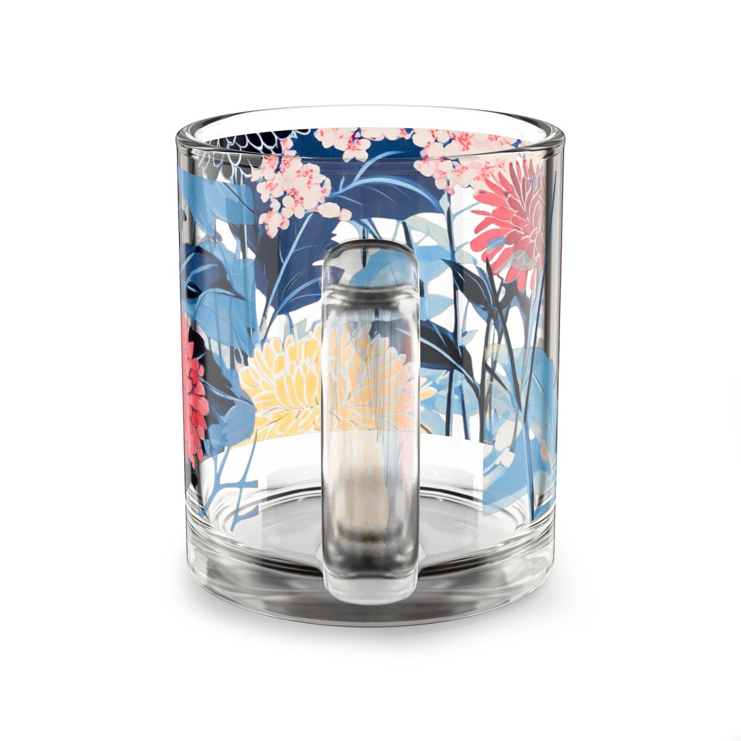 Floral Glass Mug: Colorful Garden Drinkware, 10oz