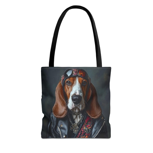Rocker Basset Hound Tote Bag: Durable Polyester Dog Lover Gift