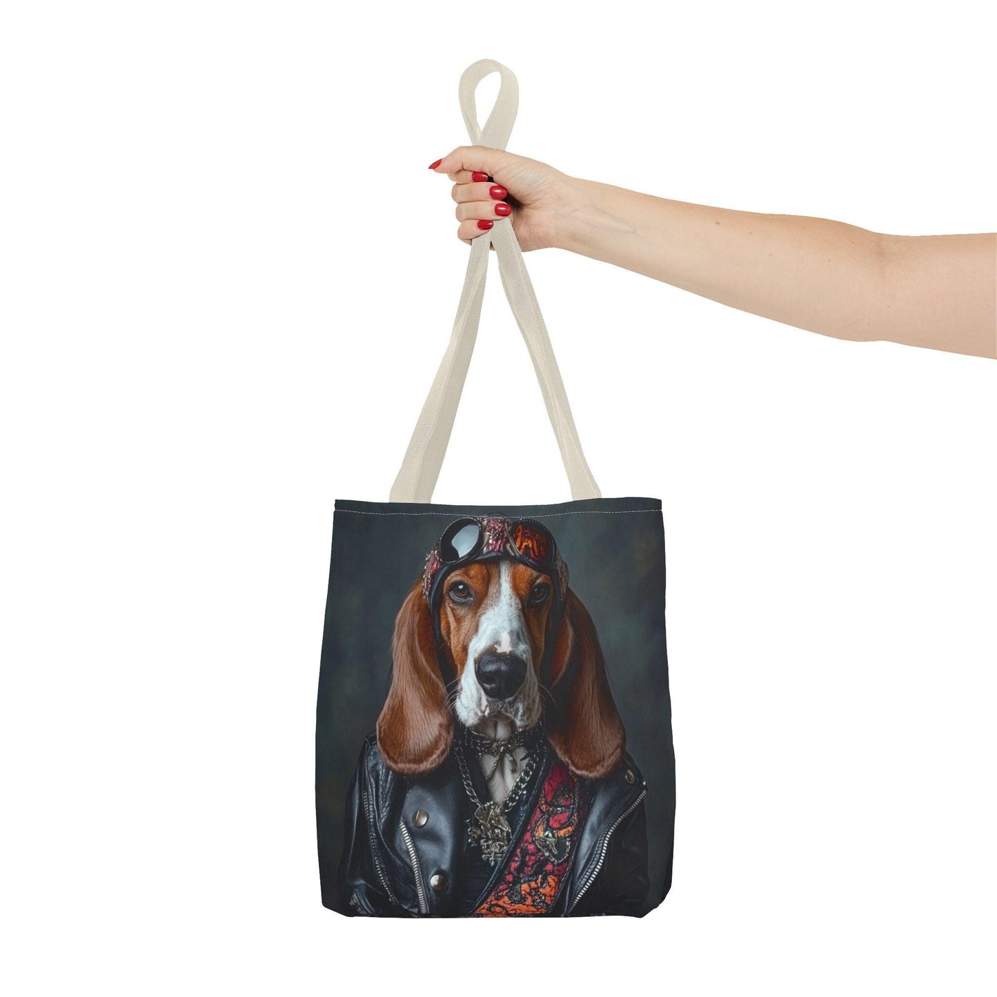 Rocker Basset Hound Tote Bag: Durable Polyester Dog Lover Gift