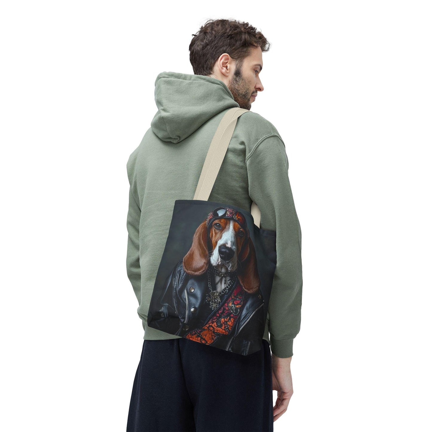 Rocker Basset Hound Tote Bag: Durable Polyester Dog Lover Gift