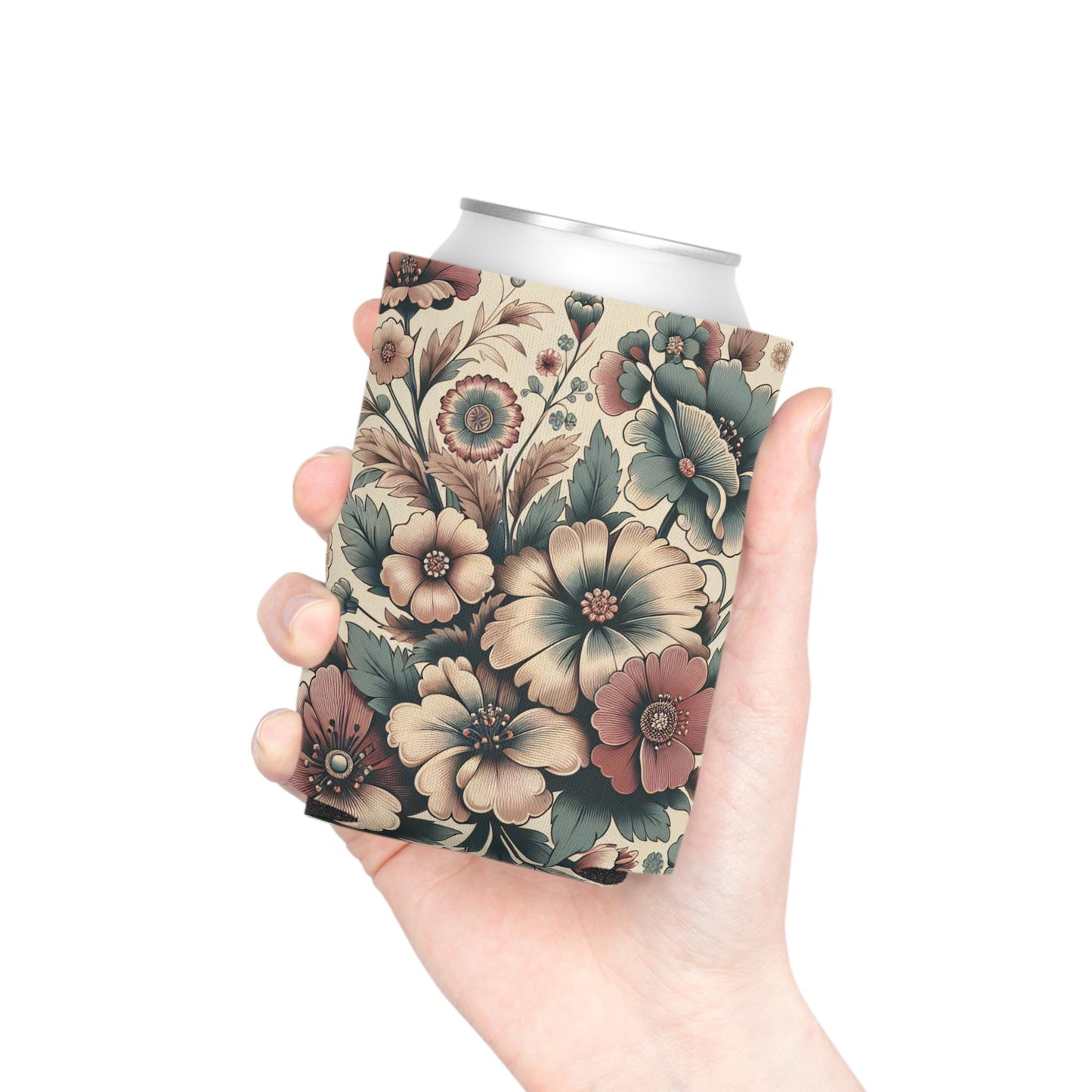 Vintage Floral Can Cooler: Retro Beverage Sleeve