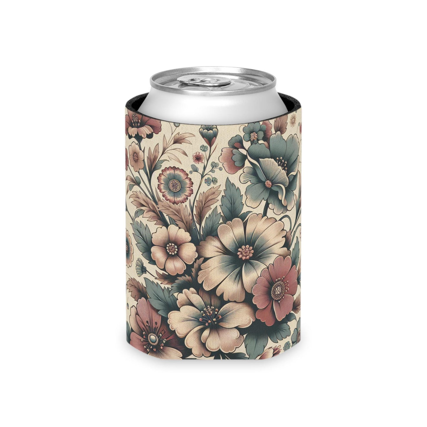 Vintage Floral Can Cooler: Retro Beverage Sleeve