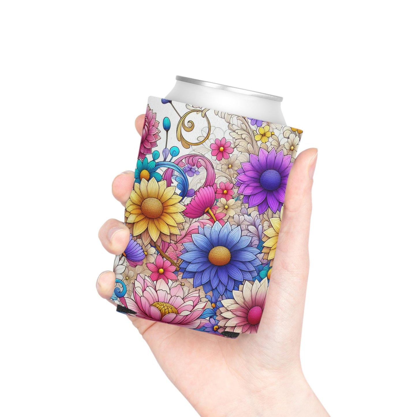 Floral Can Cooler: Insulated Drink Holder, Summer Picnic Accessory