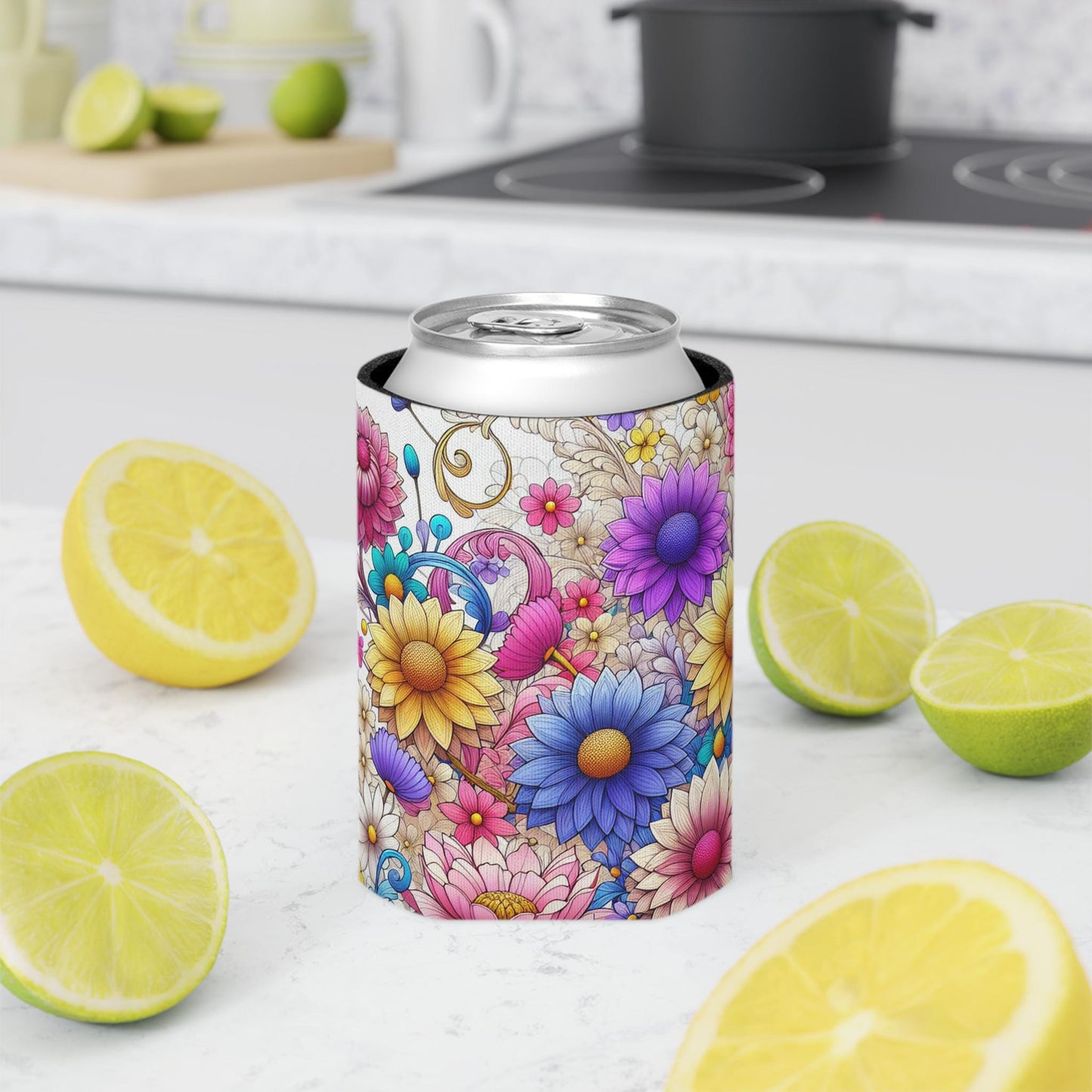 Floral Can Cooler: Insulated Drink Holder, Summer Picnic Accessory