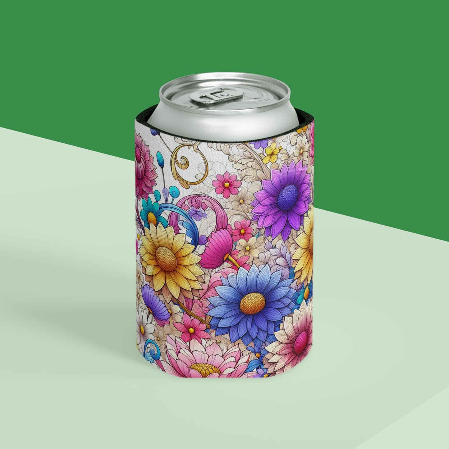 Floral Can Cooler: Insulated Drink Holder, Summer Picnic Accessory