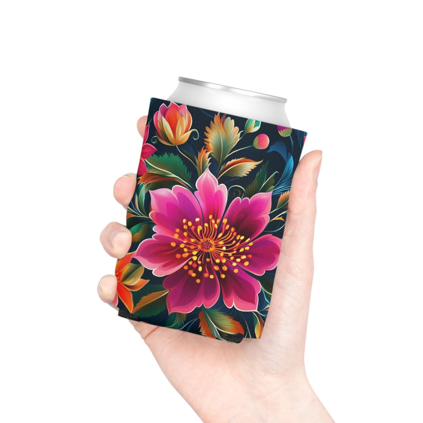 Floral Can Cooler, Drink Sleeve, Beverage Insulator, Beer Holder, Soda Can Cover, Tropical Koozie