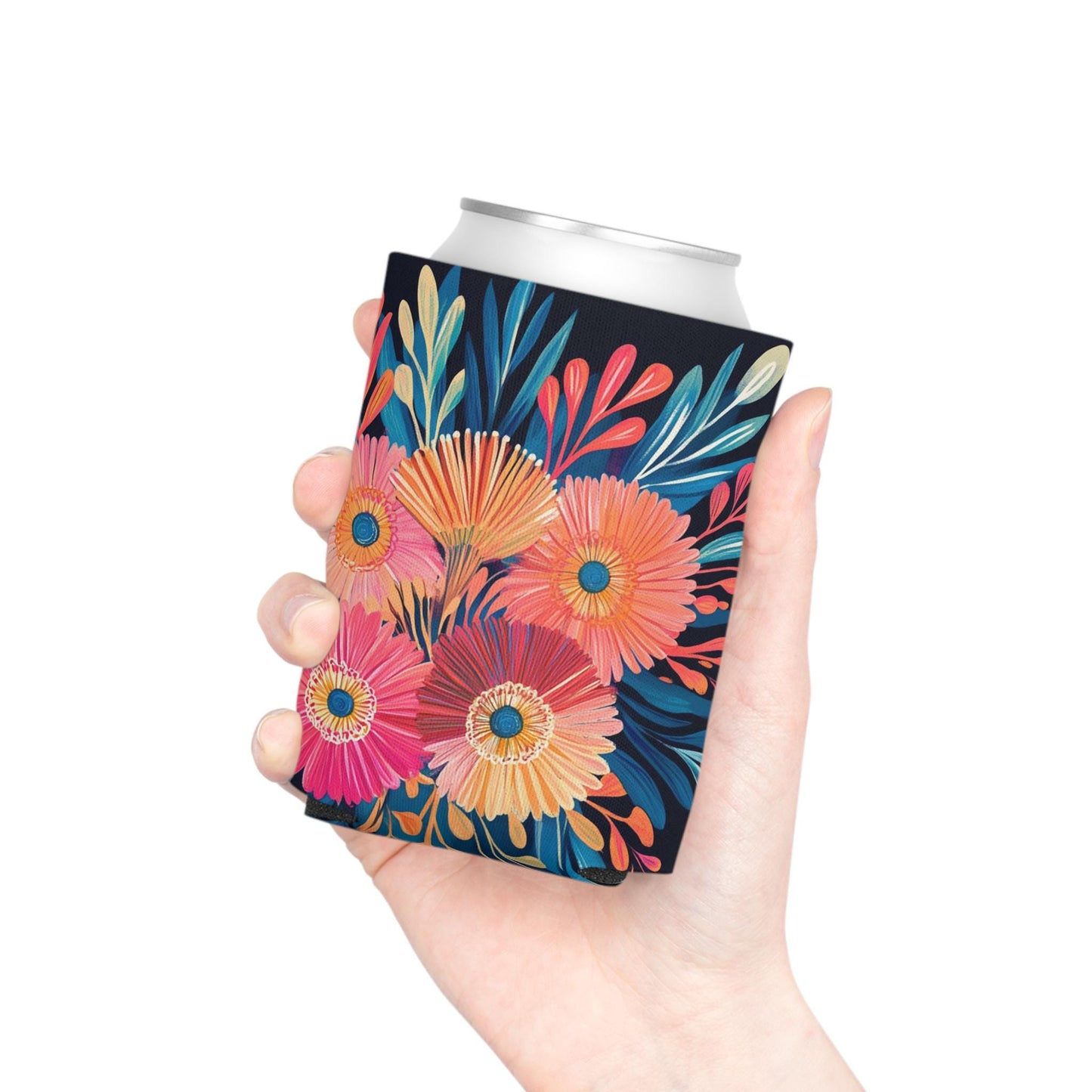 Floral Can Cooler: Insulated Flower Print Drink Sleeve