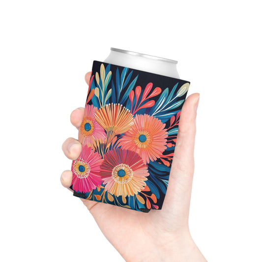 Floral Can Cooler: Insulated Flower Print Drink Sleeve