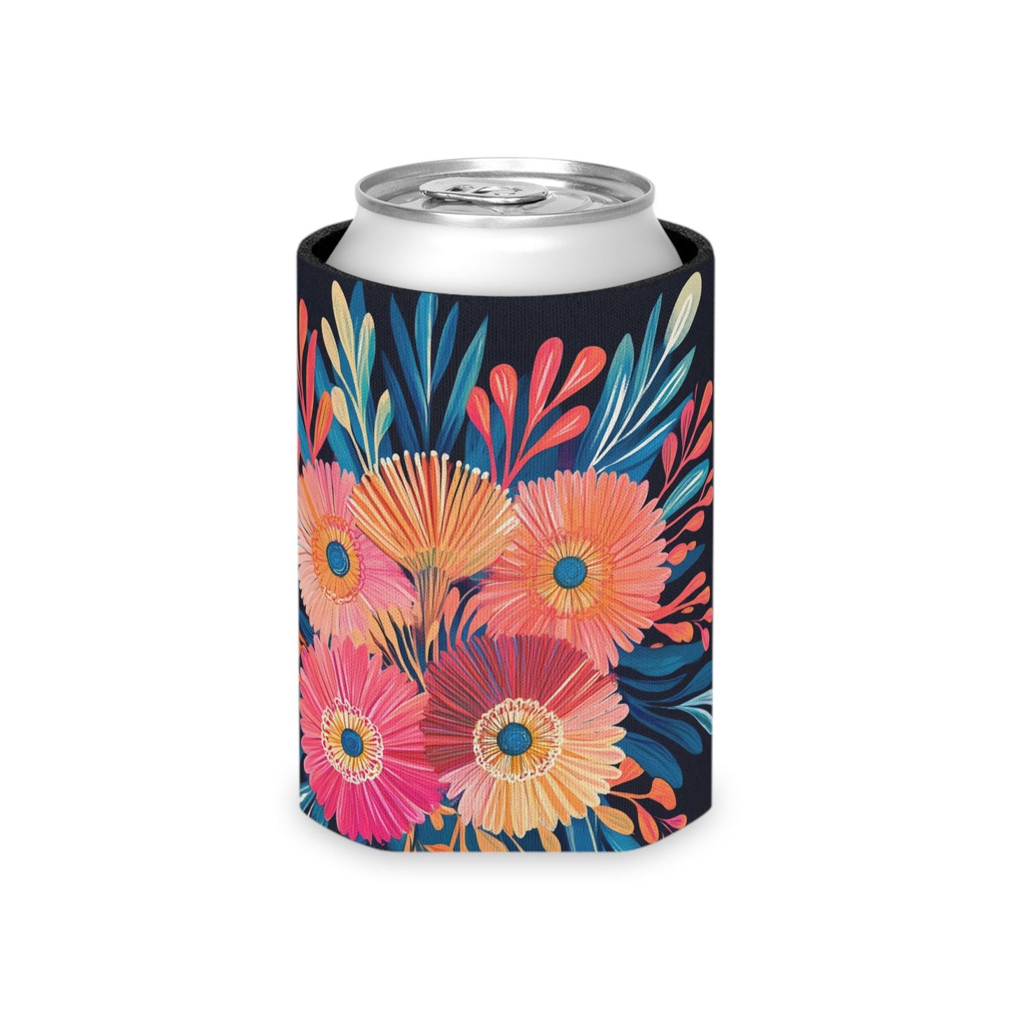 Floral Can Cooler: Insulated Flower Print Drink Sleeve