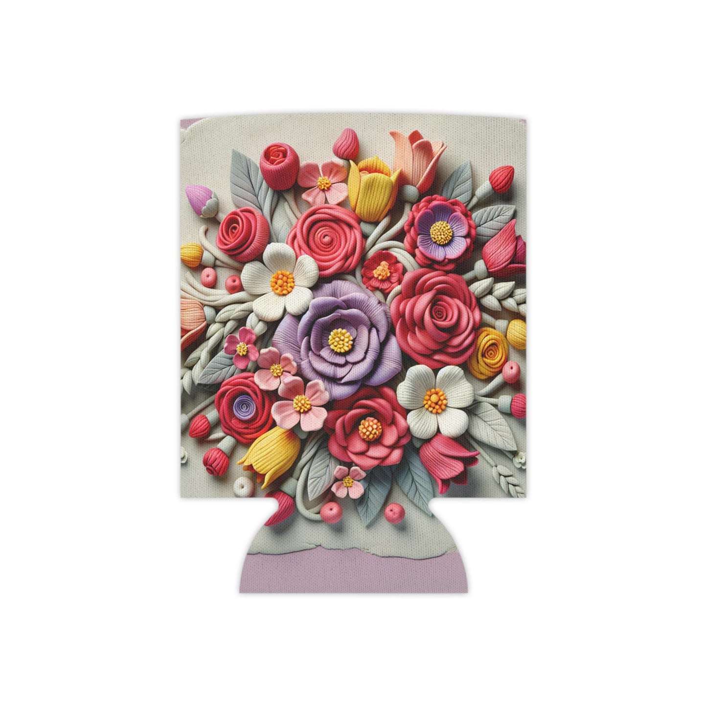 Floral Can Cooler: Botanical Flower Pattern Drink Holder