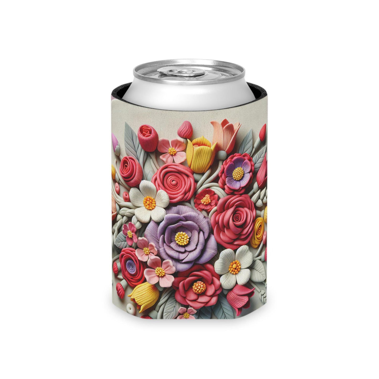 Floral Can Cooler: Botanical Flower Pattern Drink Holder