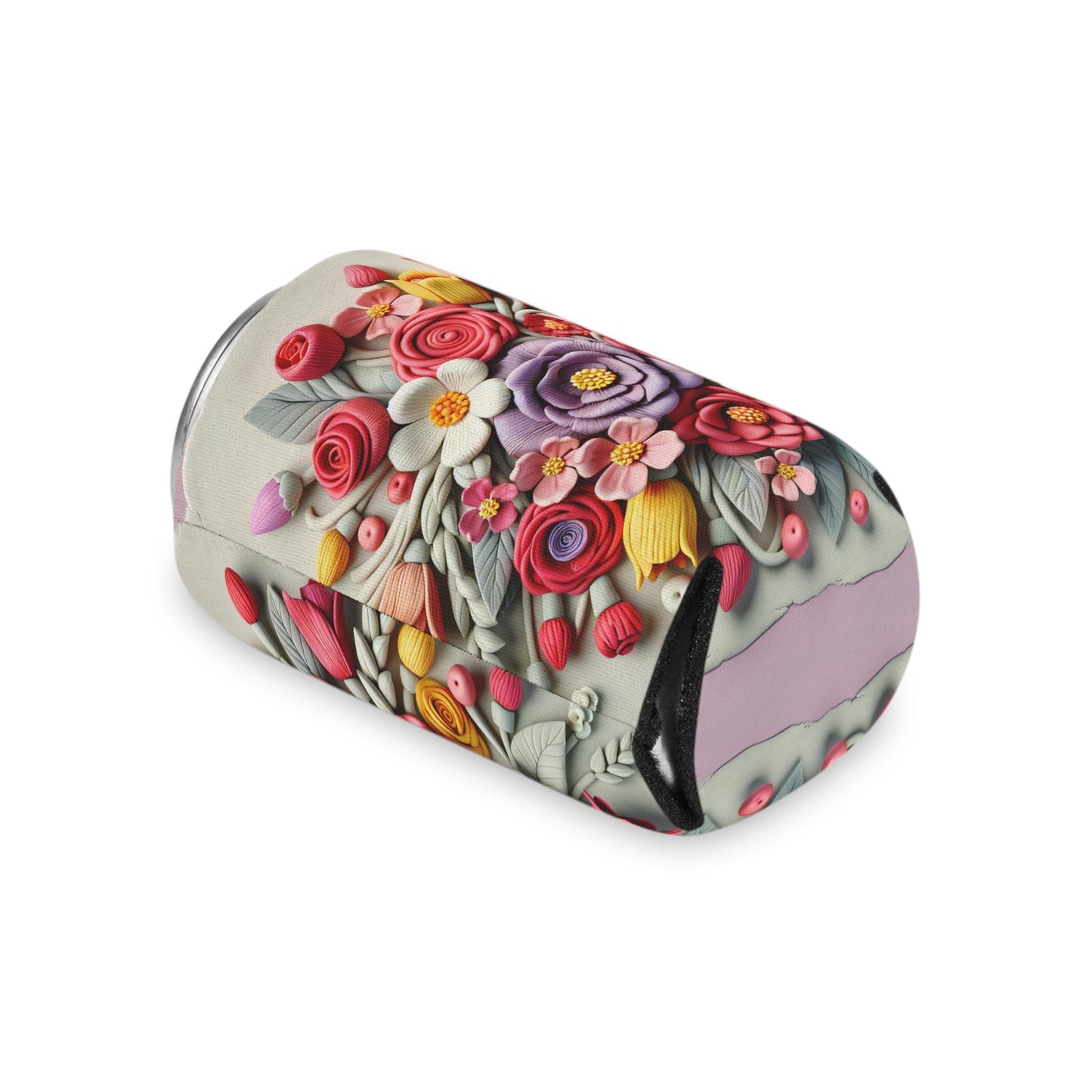 Floral Can Cooler: Botanical Flower Pattern Drink Holder