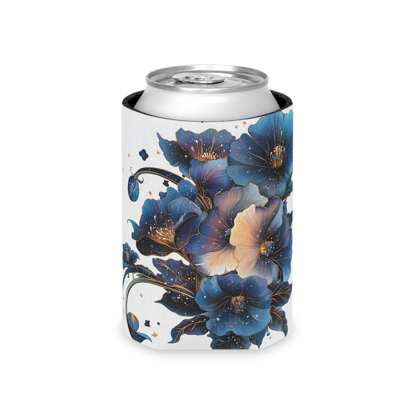 Floral Can Cooler: Botanical Print Beverage Insulator Sleeve