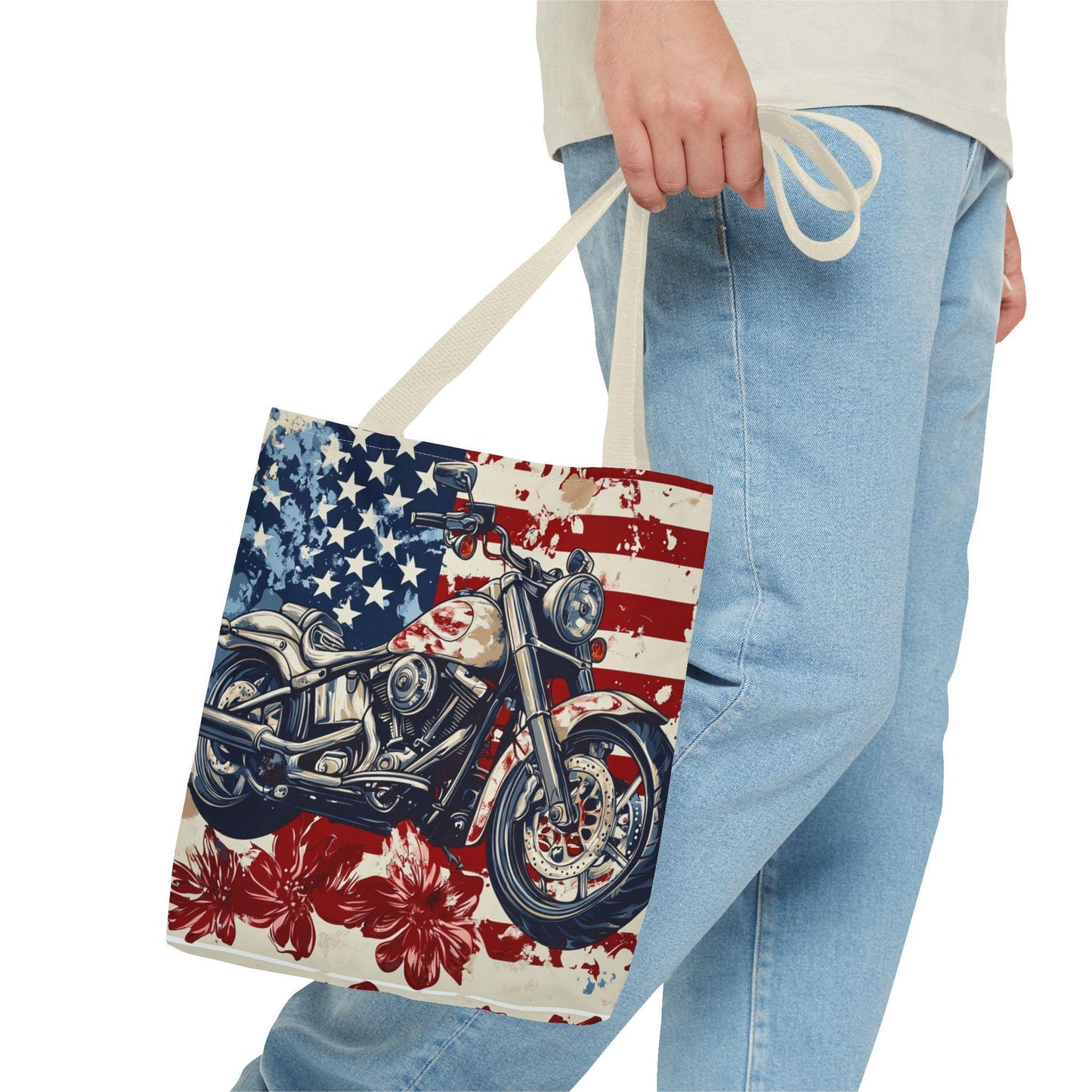 American Motorcycle Tote Bag: Patriotic USA Carryall