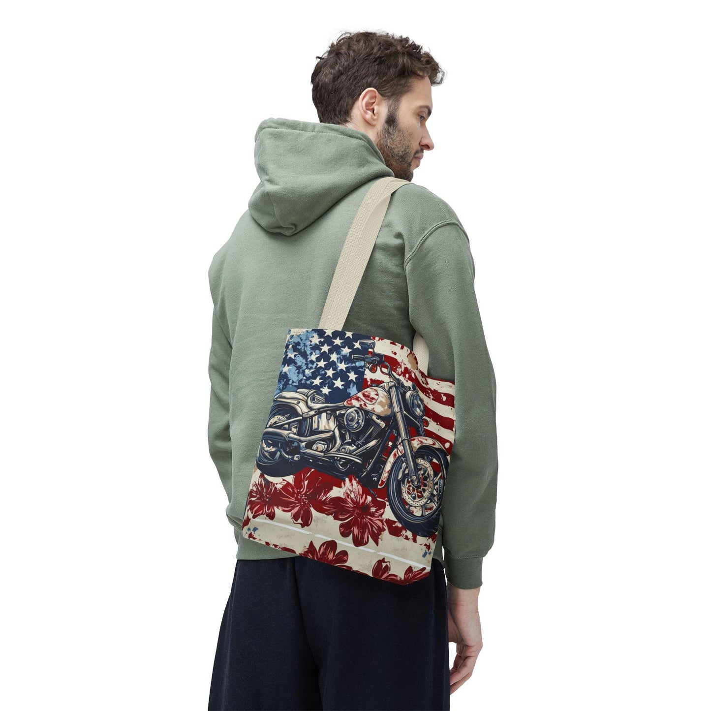 American Motorcycle Tote Bag: Patriotic USA Carryall