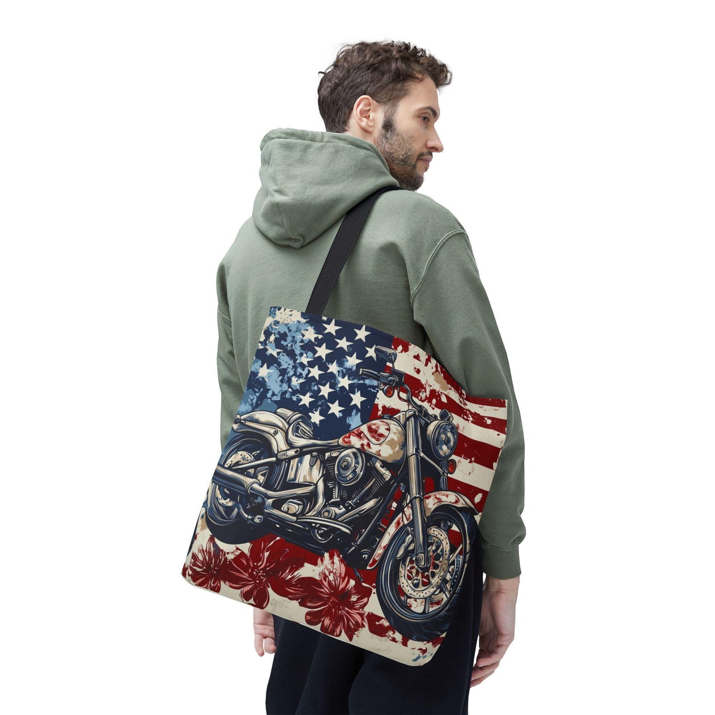 American Motorcycle Tote Bag: Patriotic USA Carryall