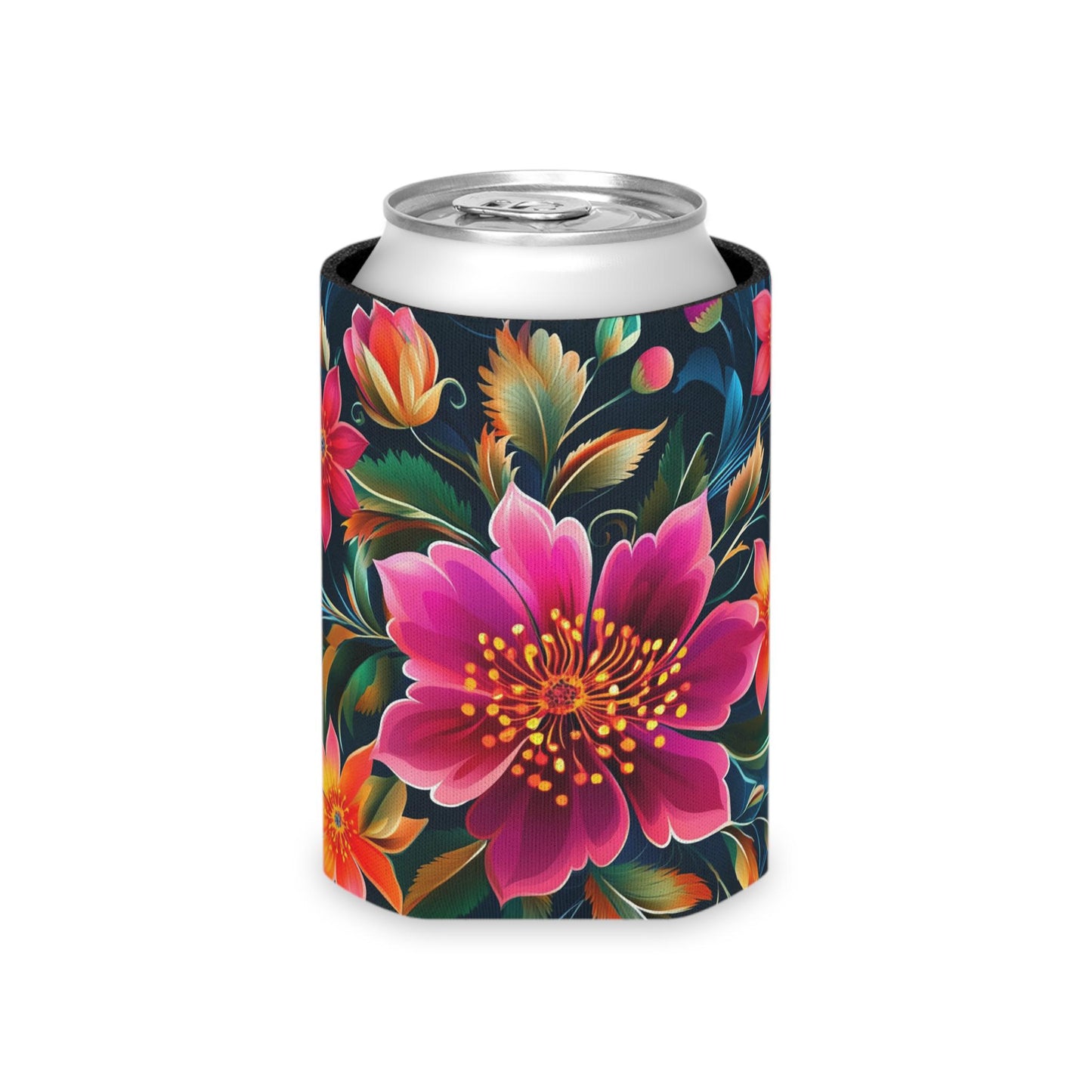Floral Can Cooler, Drink Sleeve, Beverage Insulator, Beer Holder, Soda Can Cover, Tropical Koozie