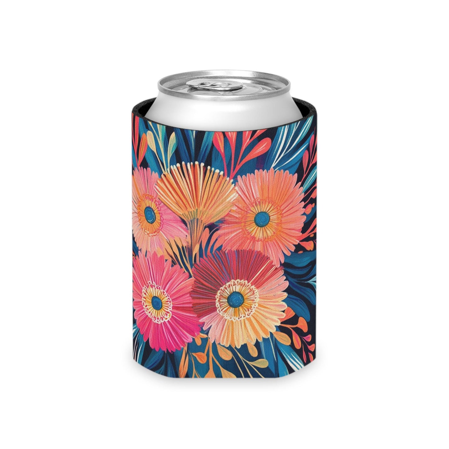 Floral Can Cooler: Insulated Flower Print Drink Sleeve