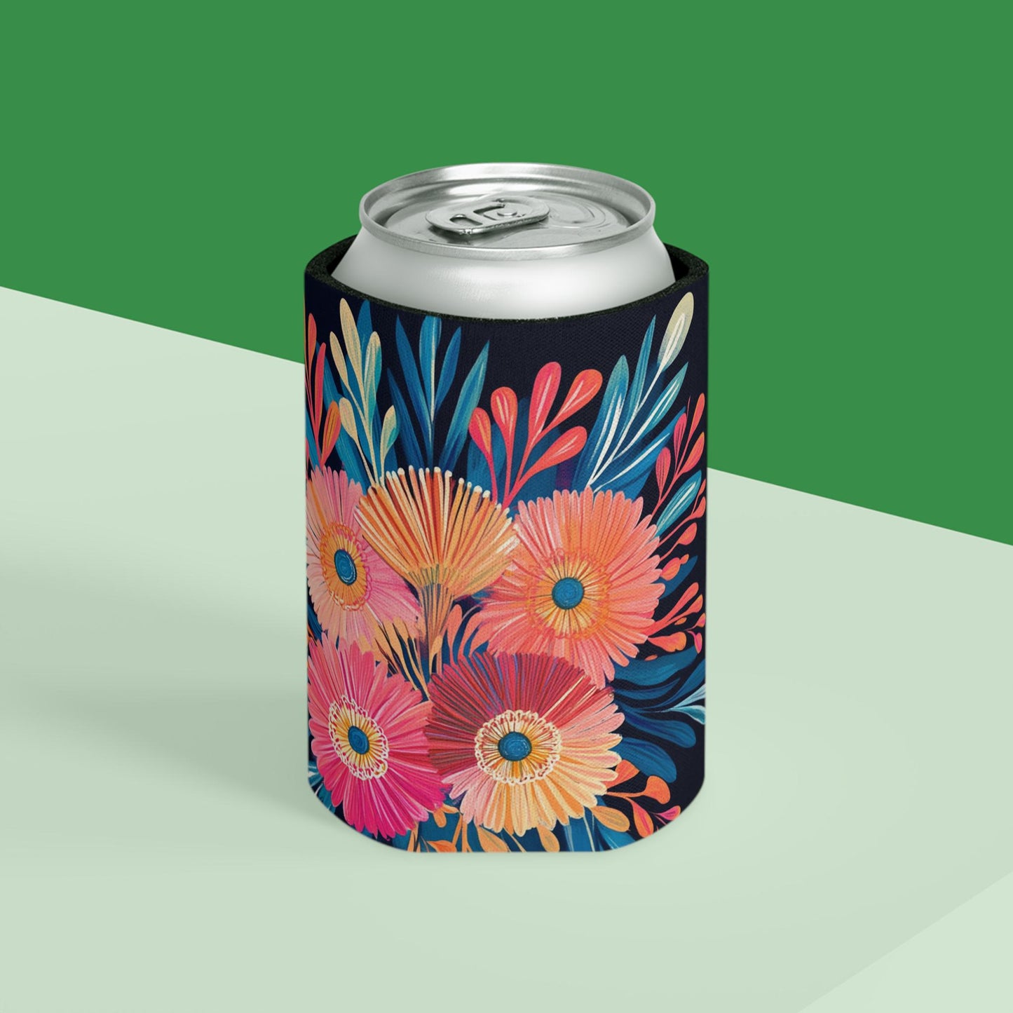 Floral Can Cooler: Insulated Flower Print Drink Sleeve