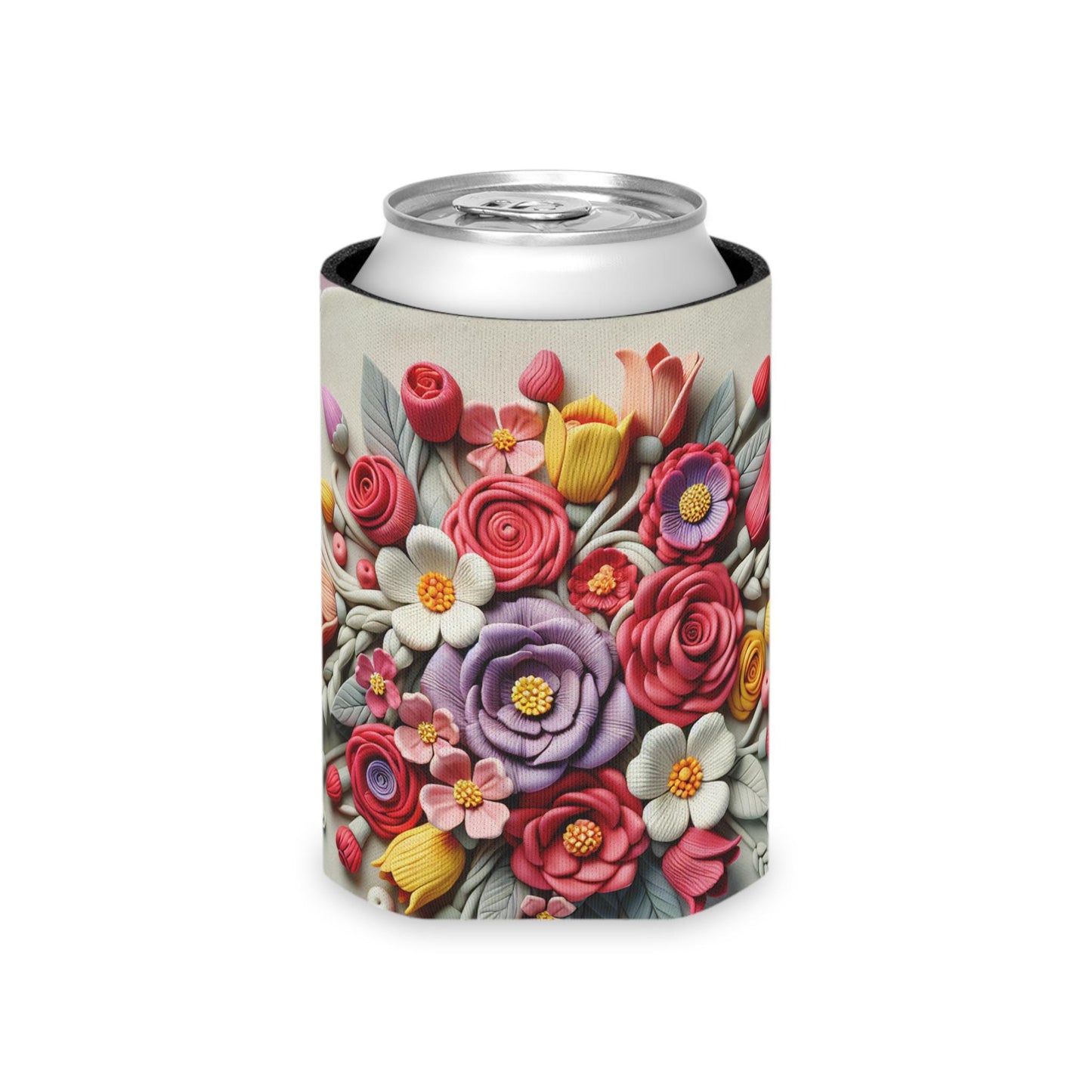 Floral Can Cooler: Botanical Flower Pattern Drink Holder