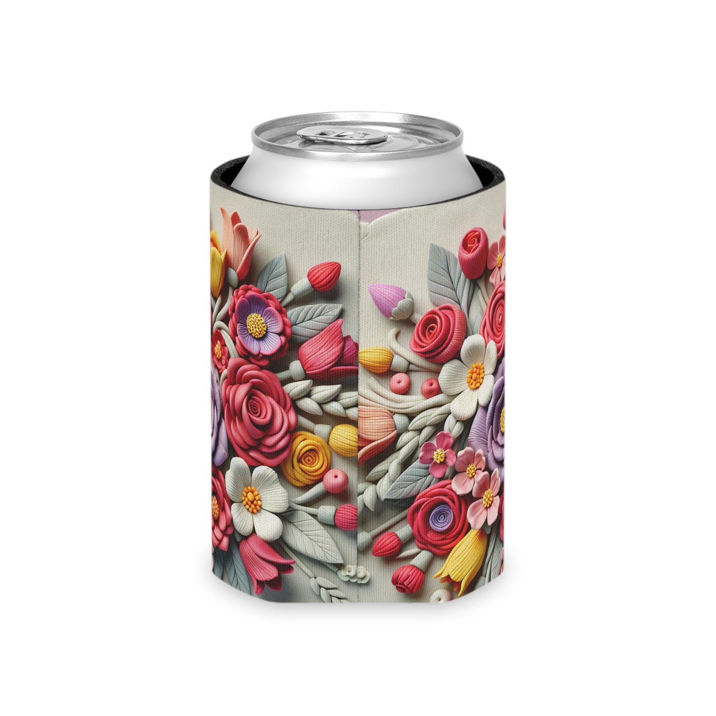 Floral Can Cooler: Botanical Flower Pattern Drink Holder