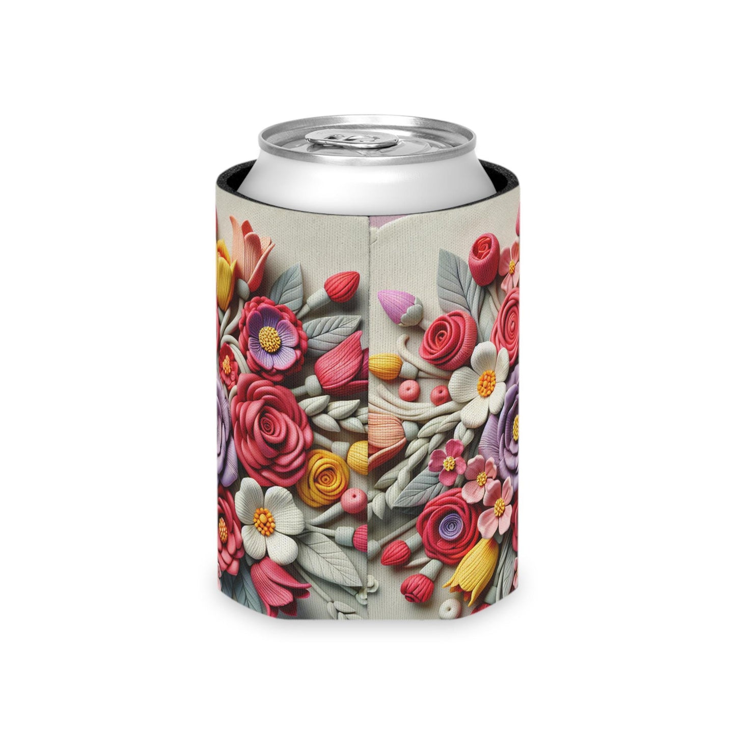 Floral Can Cooler: Botanical Flower Pattern Drink Holder