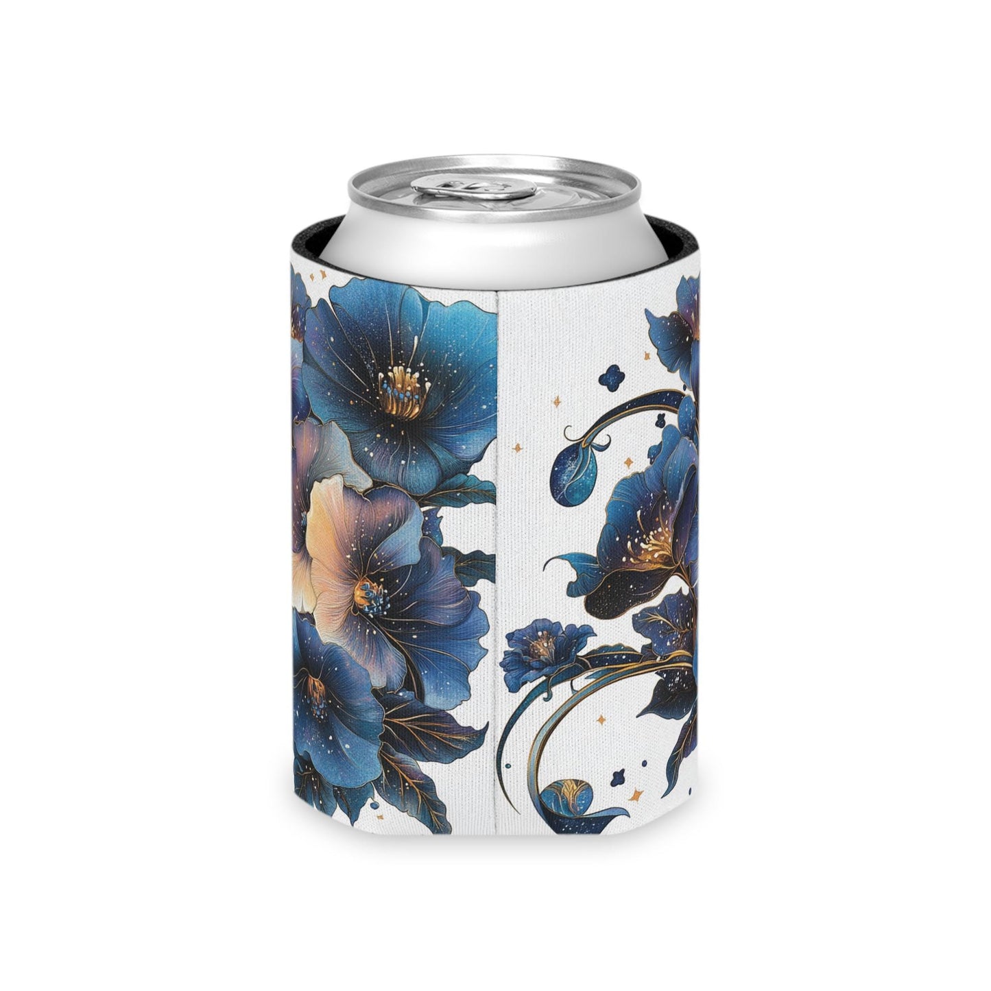 Floral Can Cooler: Botanical Print Beverage Insulator Sleeve