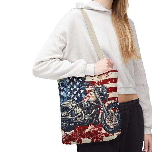 American Motorcycle Tote Bag: Patriotic USA Carryall