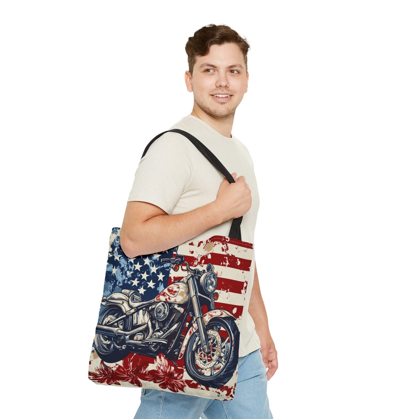 American Motorcycle Tote Bag: Patriotic USA Carryall