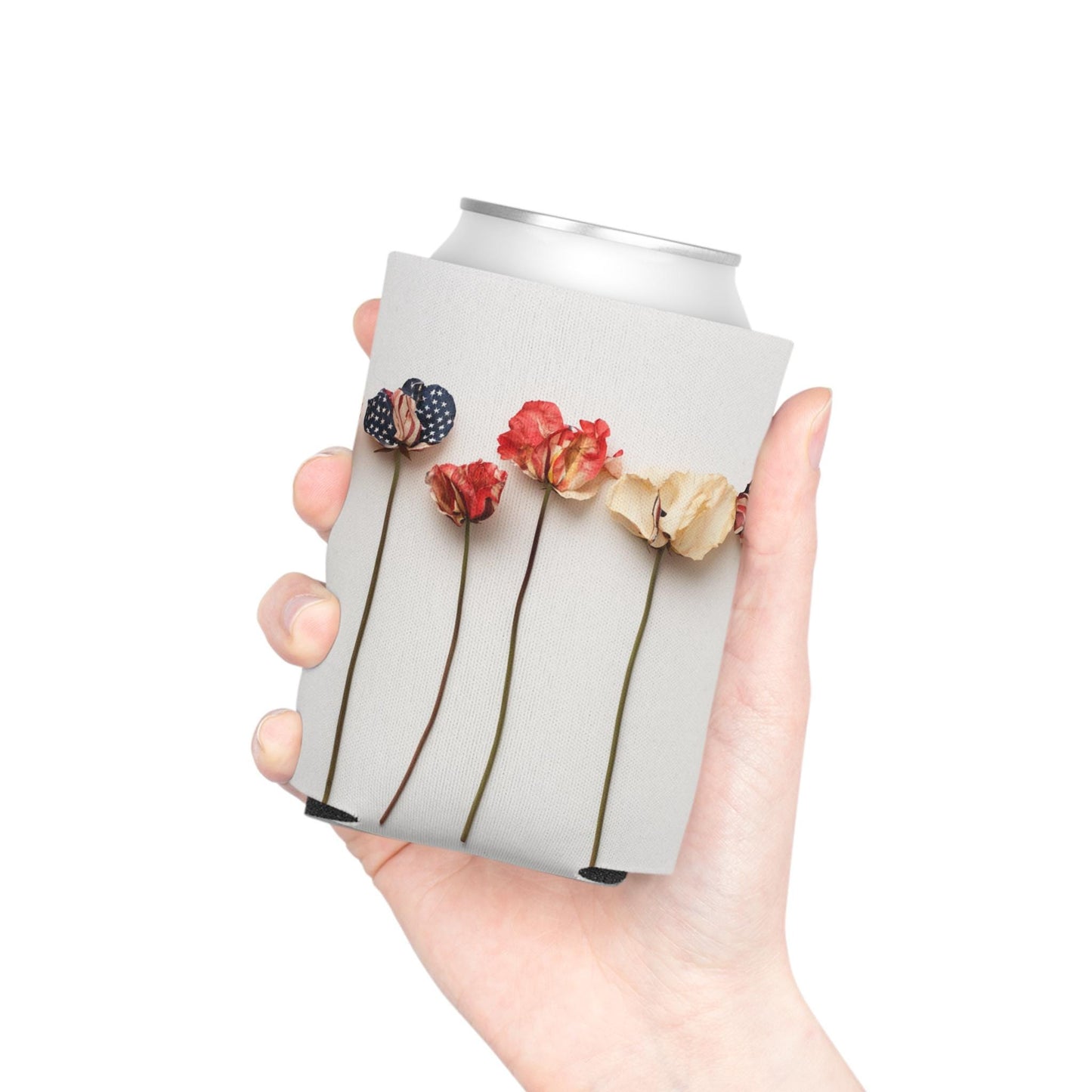 American Floral Can Cooler: Patriotic 4th of July Drink Sleeve