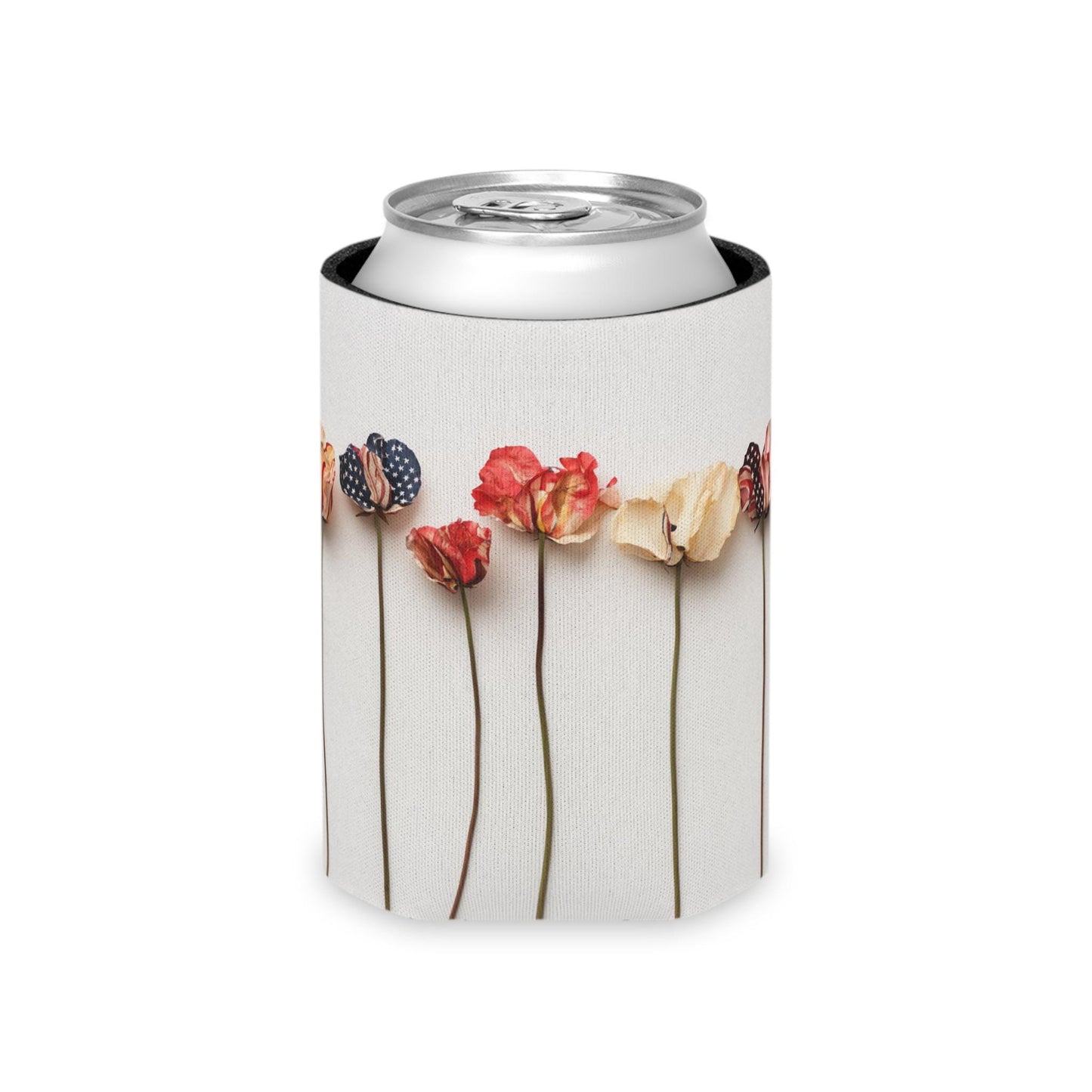 American Floral Can Cooler: Patriotic 4th of July Drink Sleeve