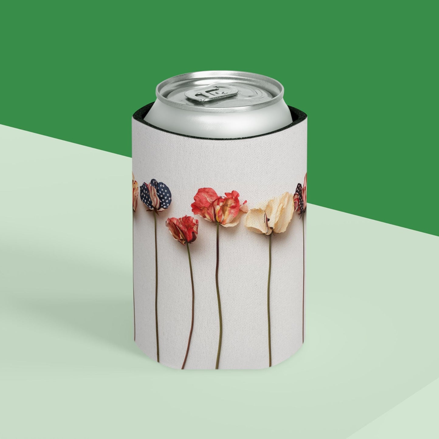 American Floral Can Cooler: Patriotic 4th of July Drink Sleeve