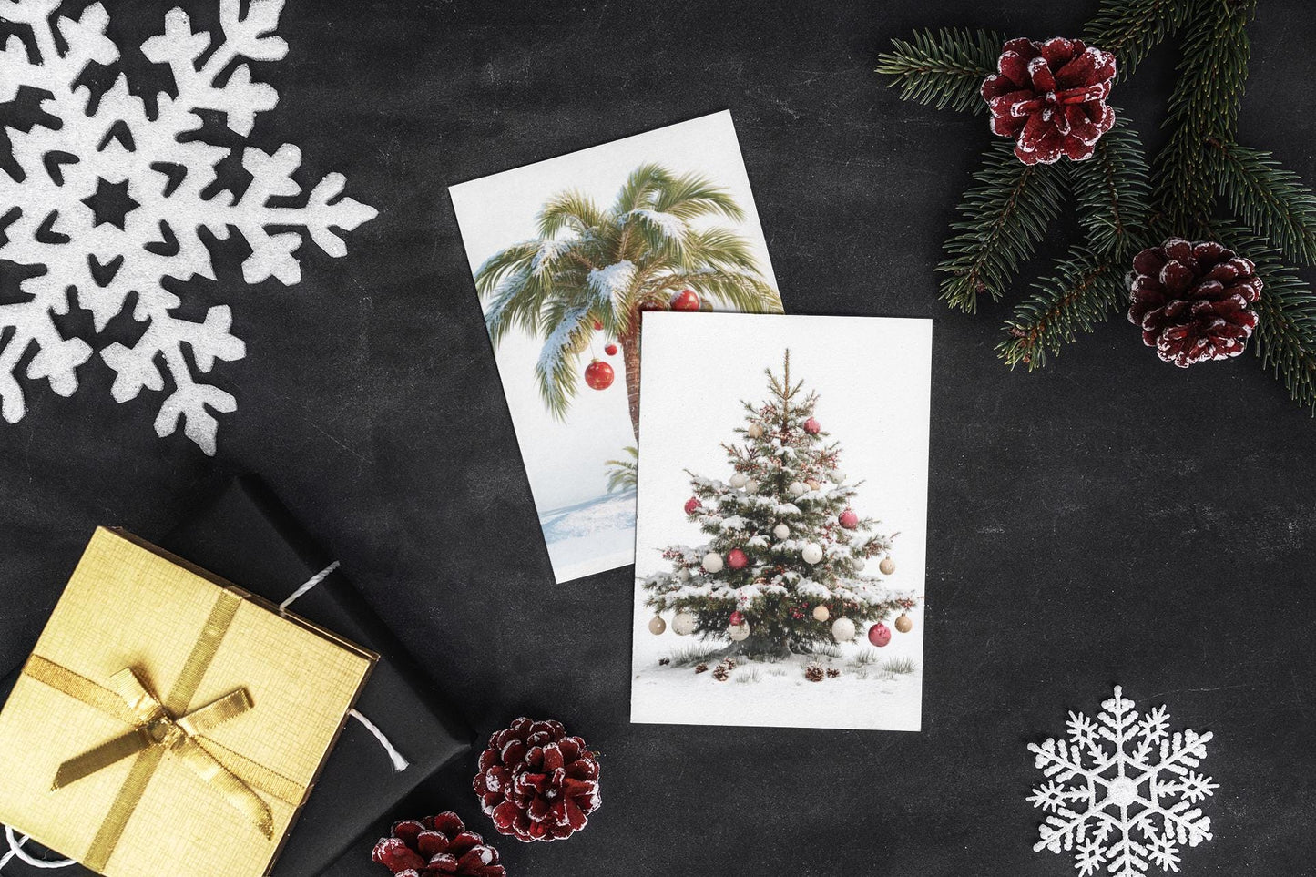 Winter Tree Christmas Cards: Festive Holiday Art Cards, Set of 5