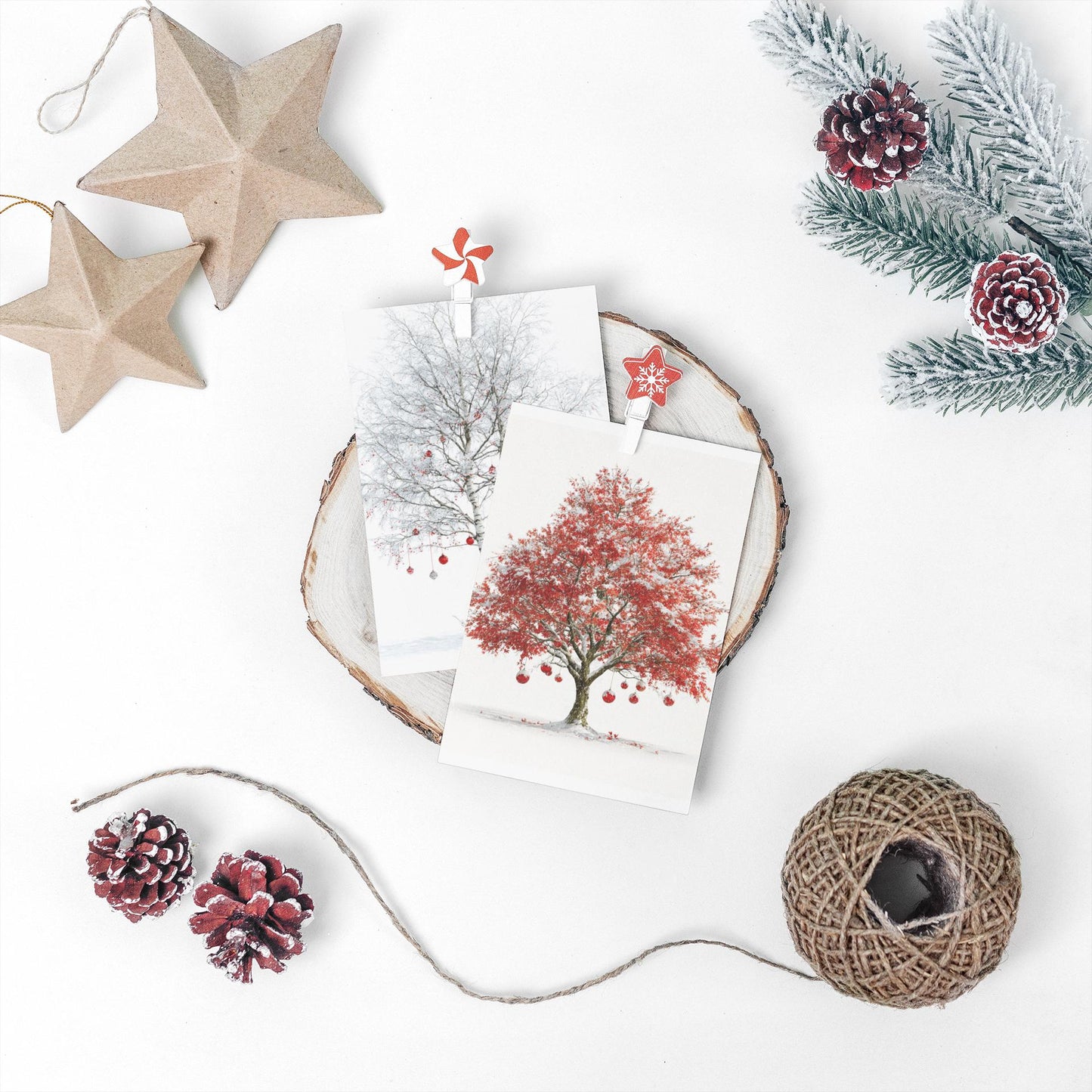 Winter Tree Christmas Cards: Festive Holiday Art Cards, Set of 5