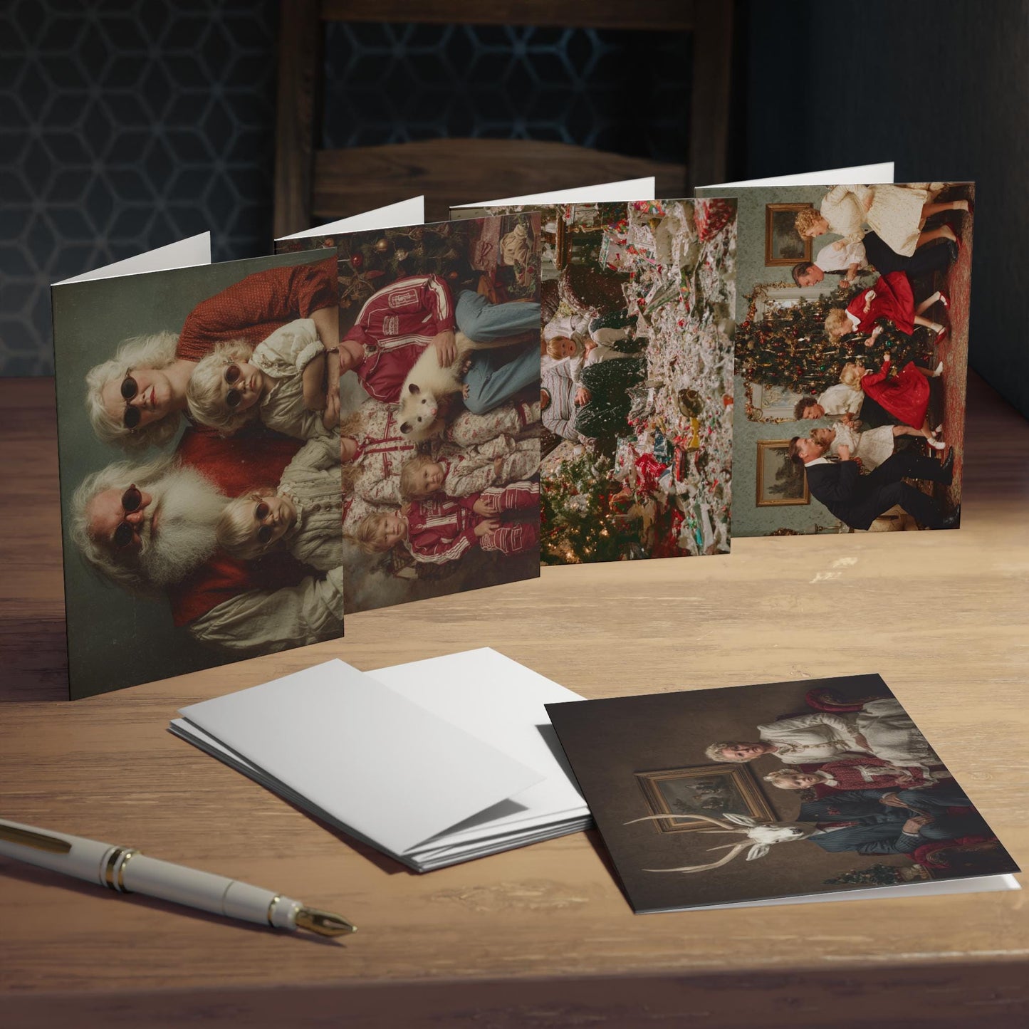 Family Christmas Photo Greeting Cards, Holiday Stationery (5-Pack)
