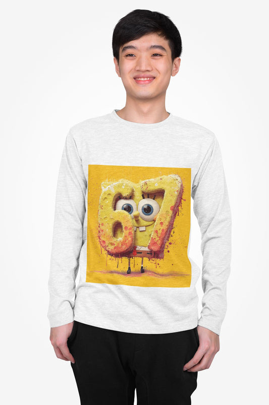 Number 67 Graphic Long Sleeve Tee | Playful Cartoon Design