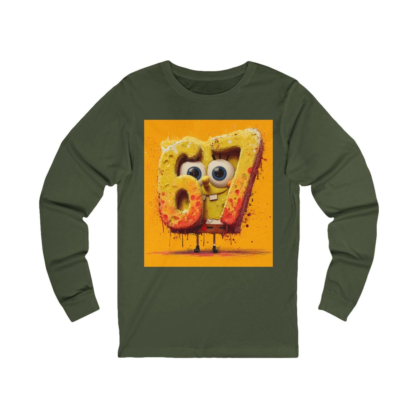 Number 67 Graphic Long Sleeve Tee | Playful Cartoon Design