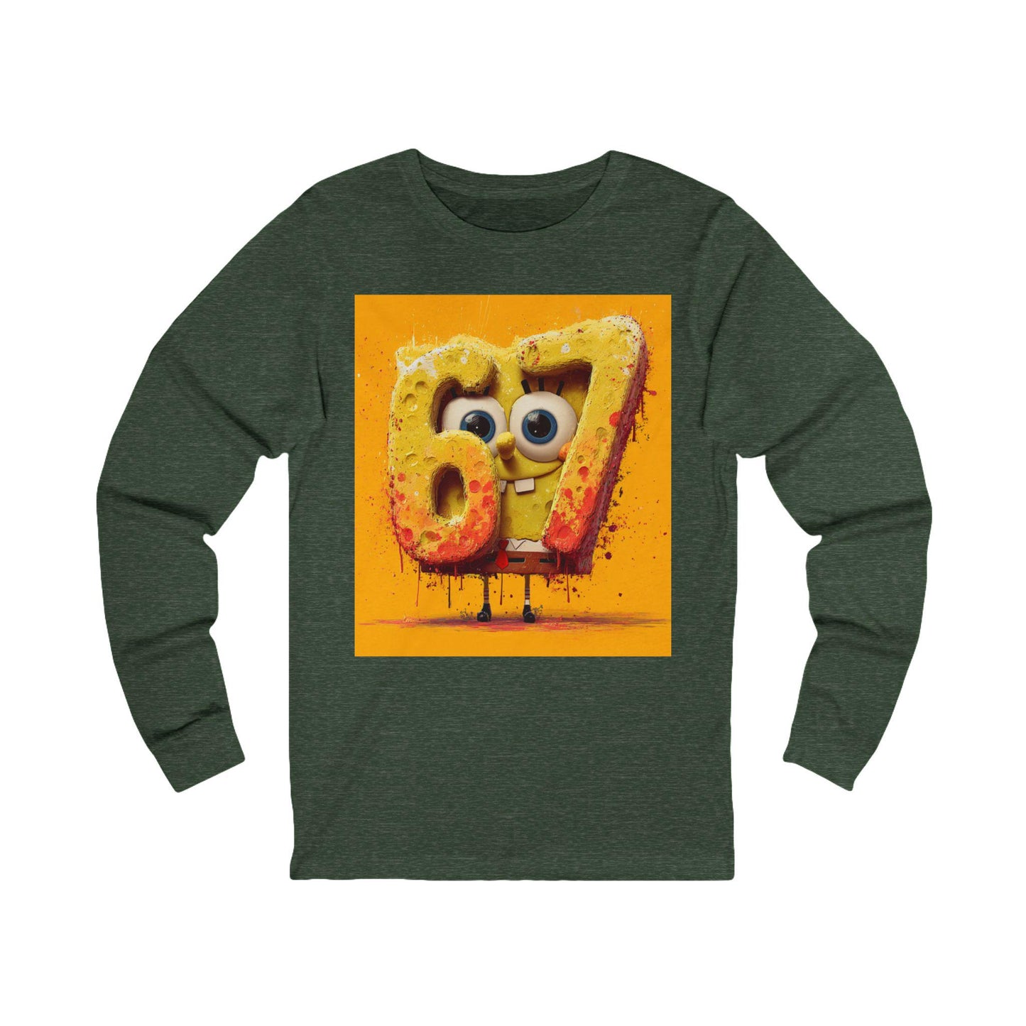 Number 67 Graphic Long Sleeve Tee | Playful Cartoon Design