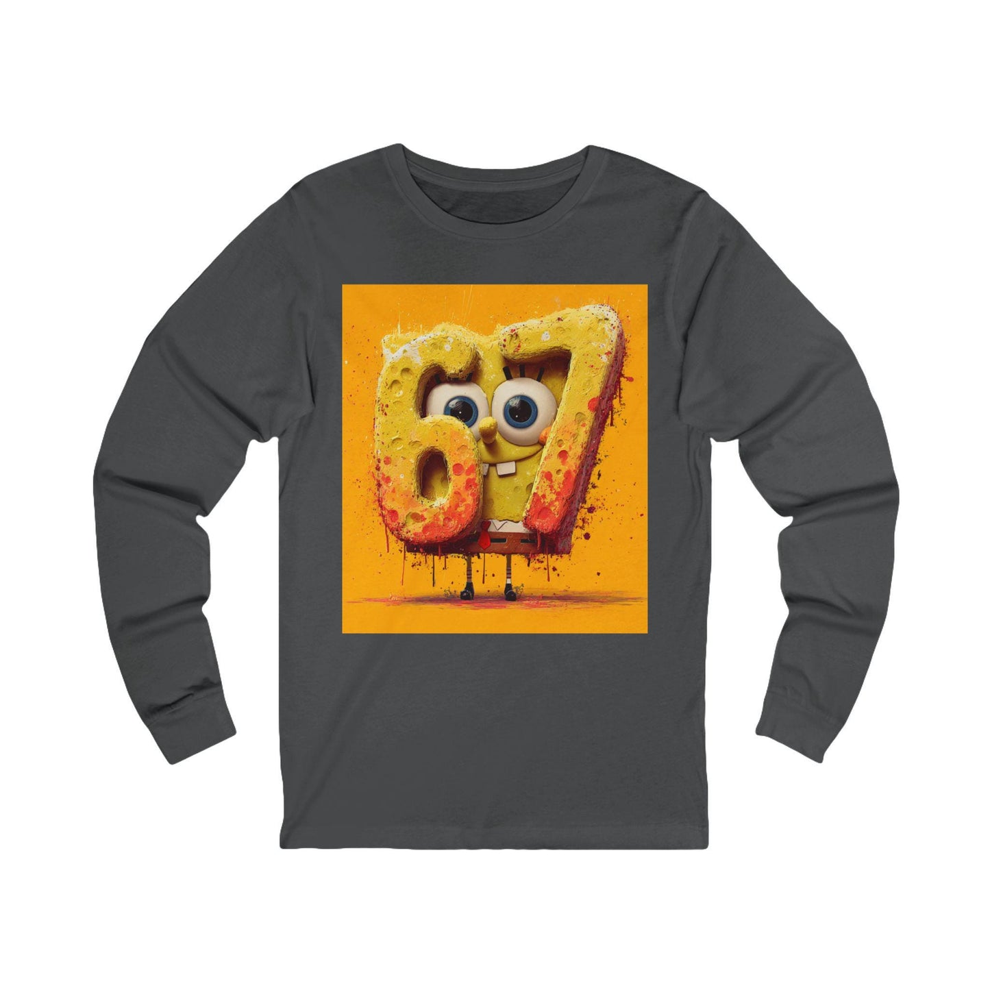 Number 67 Graphic Long Sleeve Tee | Playful Cartoon Design