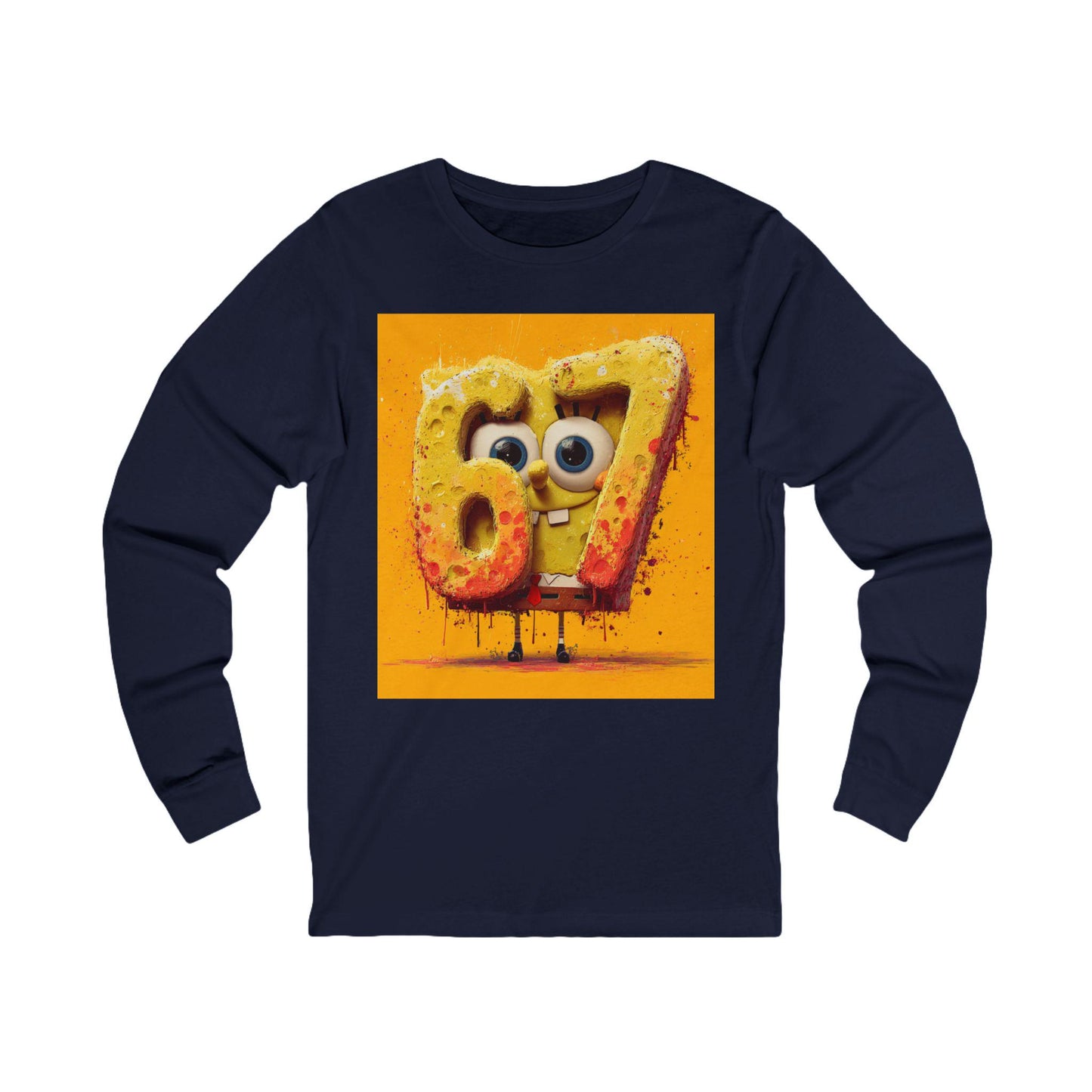 Number 67 Graphic Long Sleeve Tee | Playful Cartoon Design