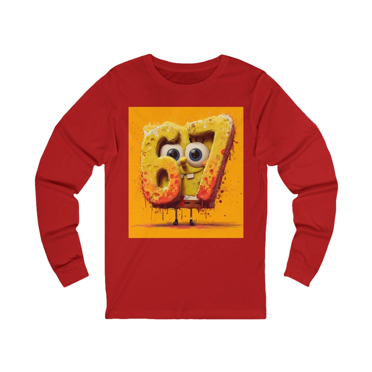 Number 67 Graphic Long Sleeve Tee | Playful Cartoon Design