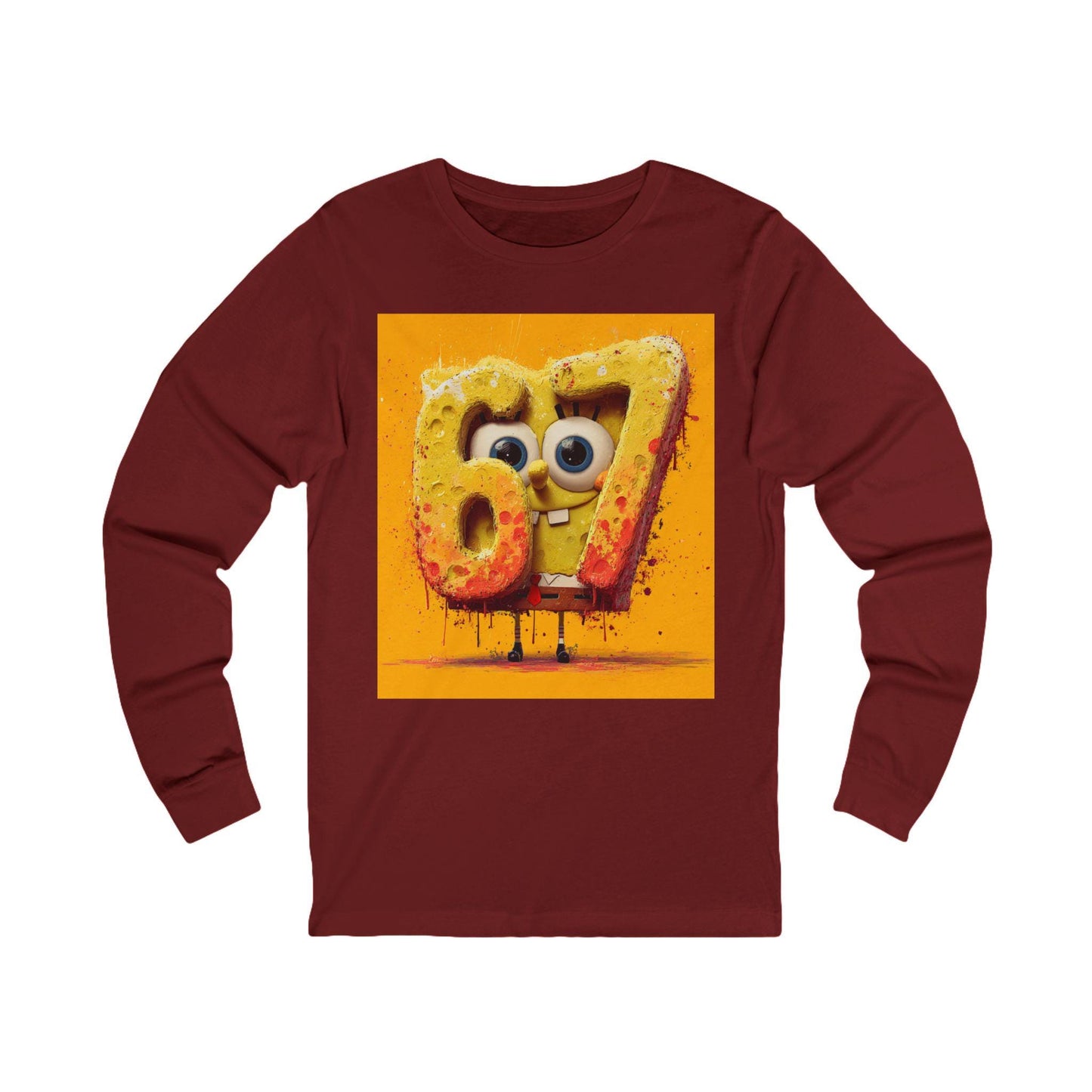 Number 67 Graphic Long Sleeve Tee | Playful Cartoon Design