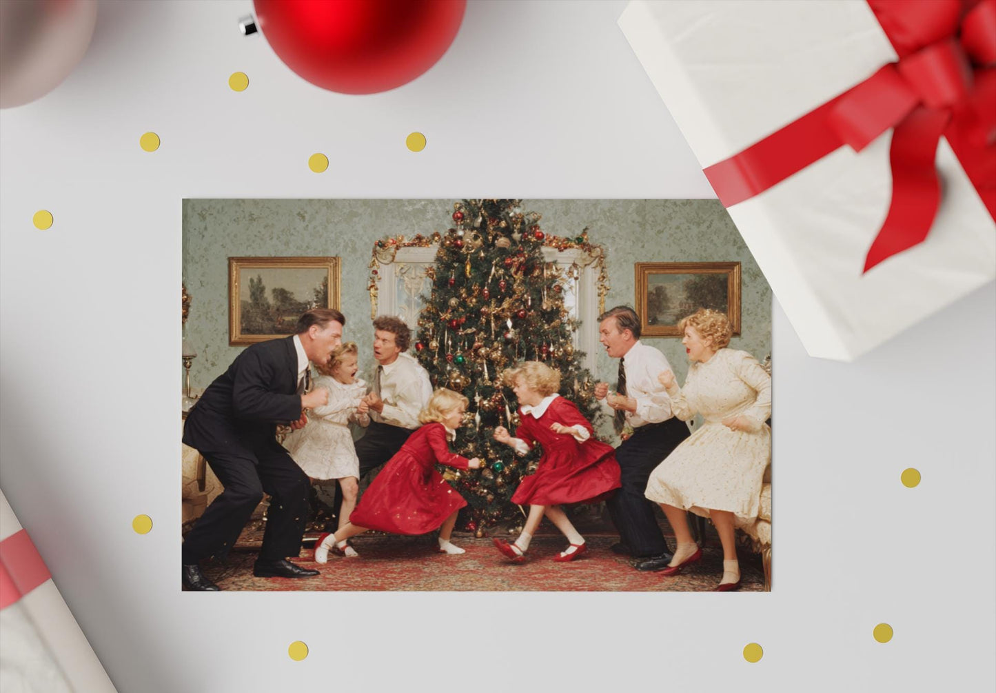Family Christmas Photo Greeting Cards, Holiday Stationery (5-Pack)