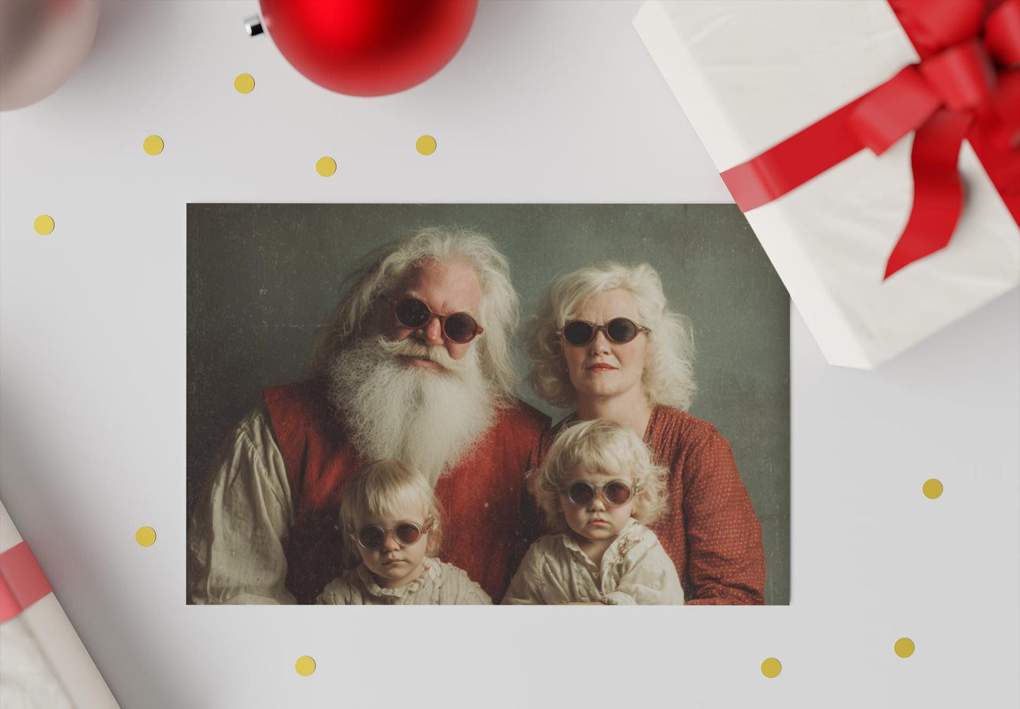Family Christmas Photo Greeting Cards, Holiday Stationery (5-Pack)