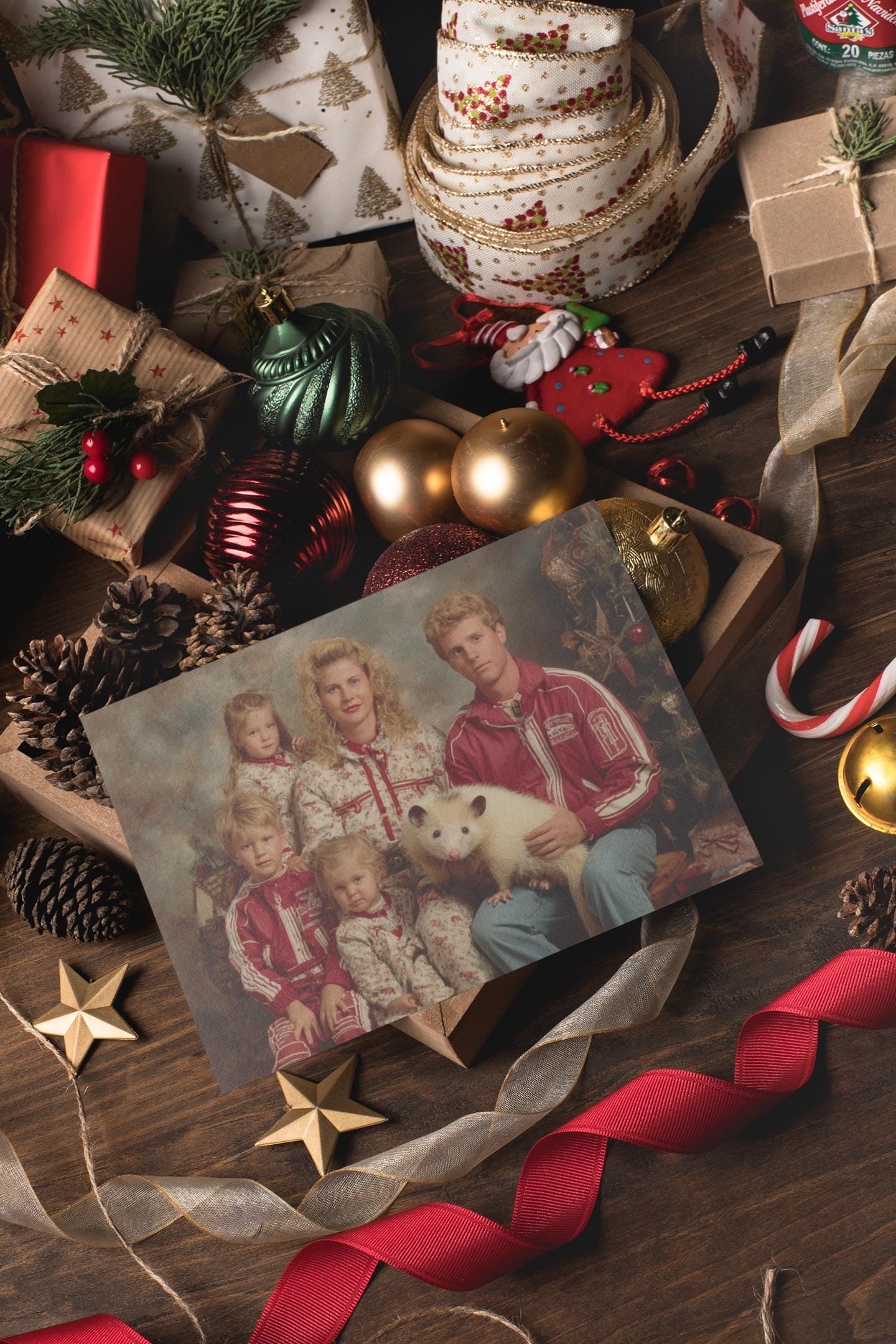Family Christmas Photo Greeting Cards, Holiday Stationery (5-Pack)