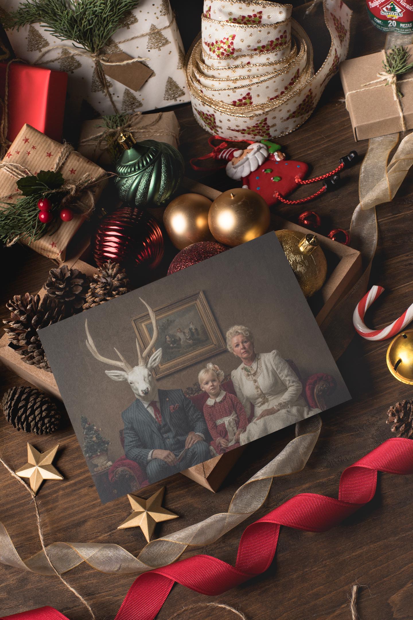Family Christmas Photo Greeting Cards, Holiday Stationery (5-Pack)