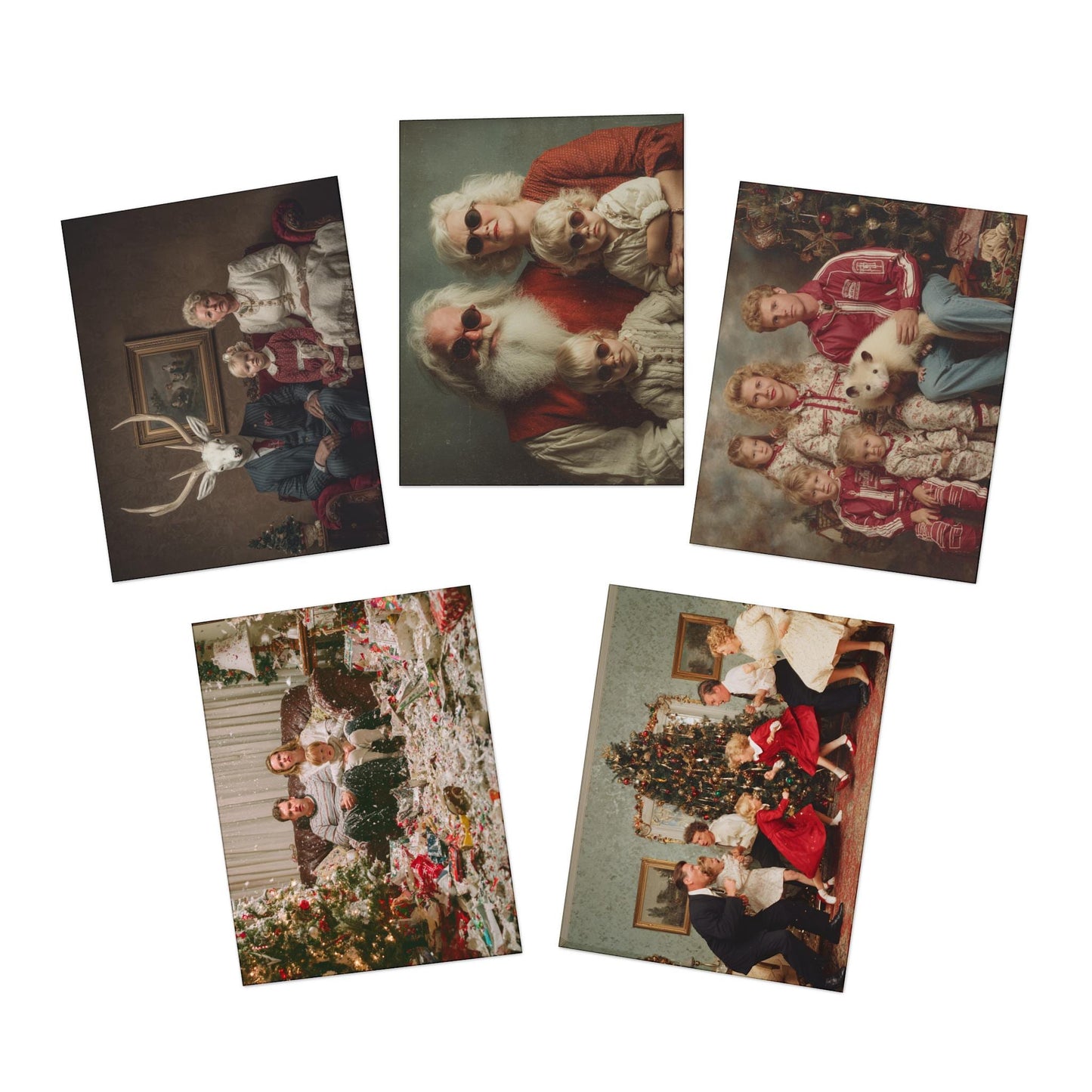 Family Christmas Photo Greeting Cards, Holiday Stationery (5-Pack)