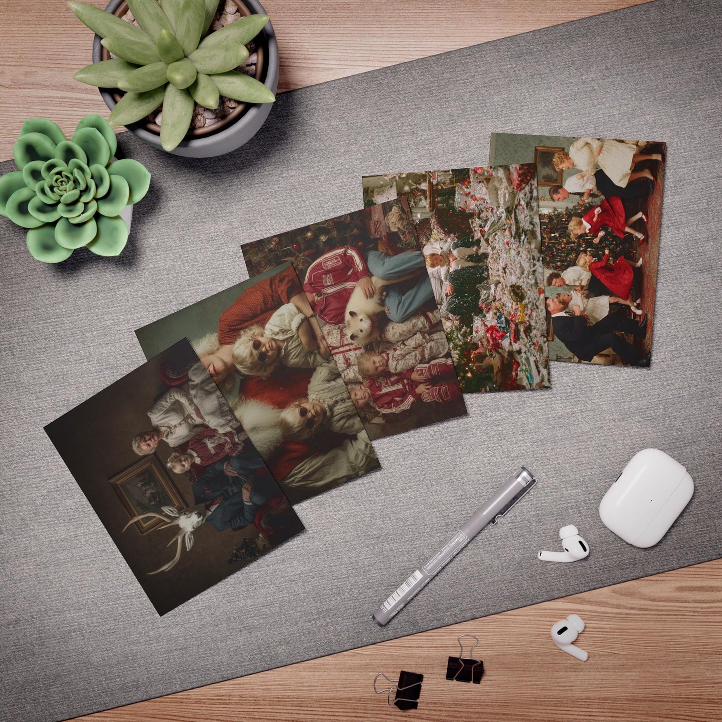 Family Christmas Photo Greeting Cards, Holiday Stationery (5-Pack)