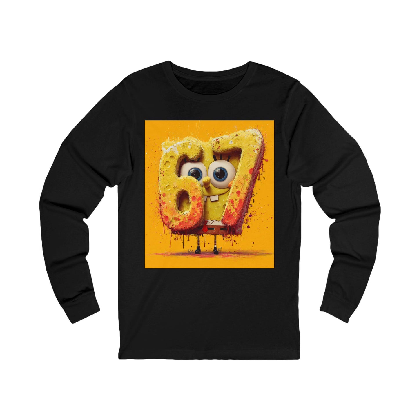 Number 67 Graphic Long Sleeve Tee | Playful Cartoon Design