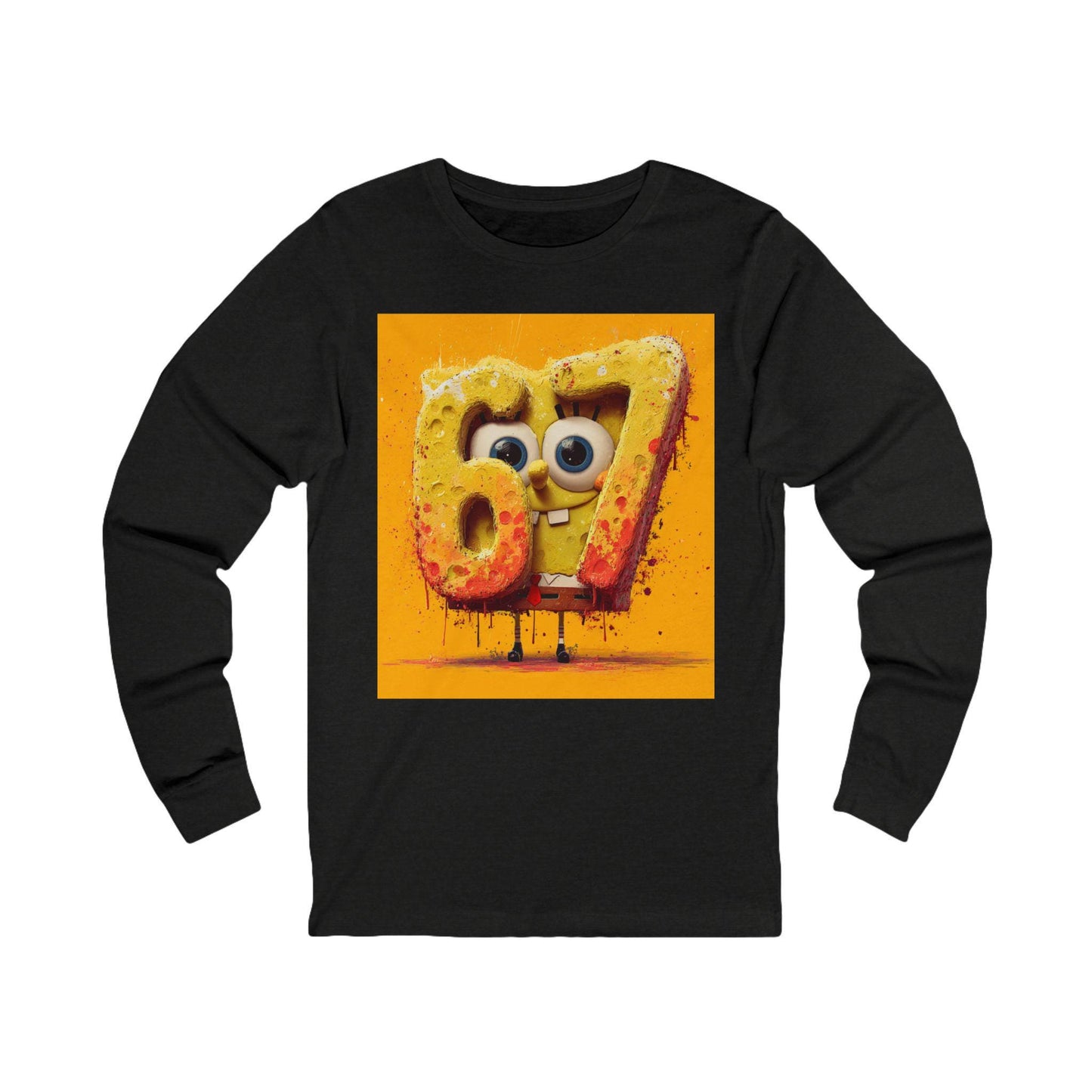 Number 67 Graphic Long Sleeve Tee | Playful Cartoon Design